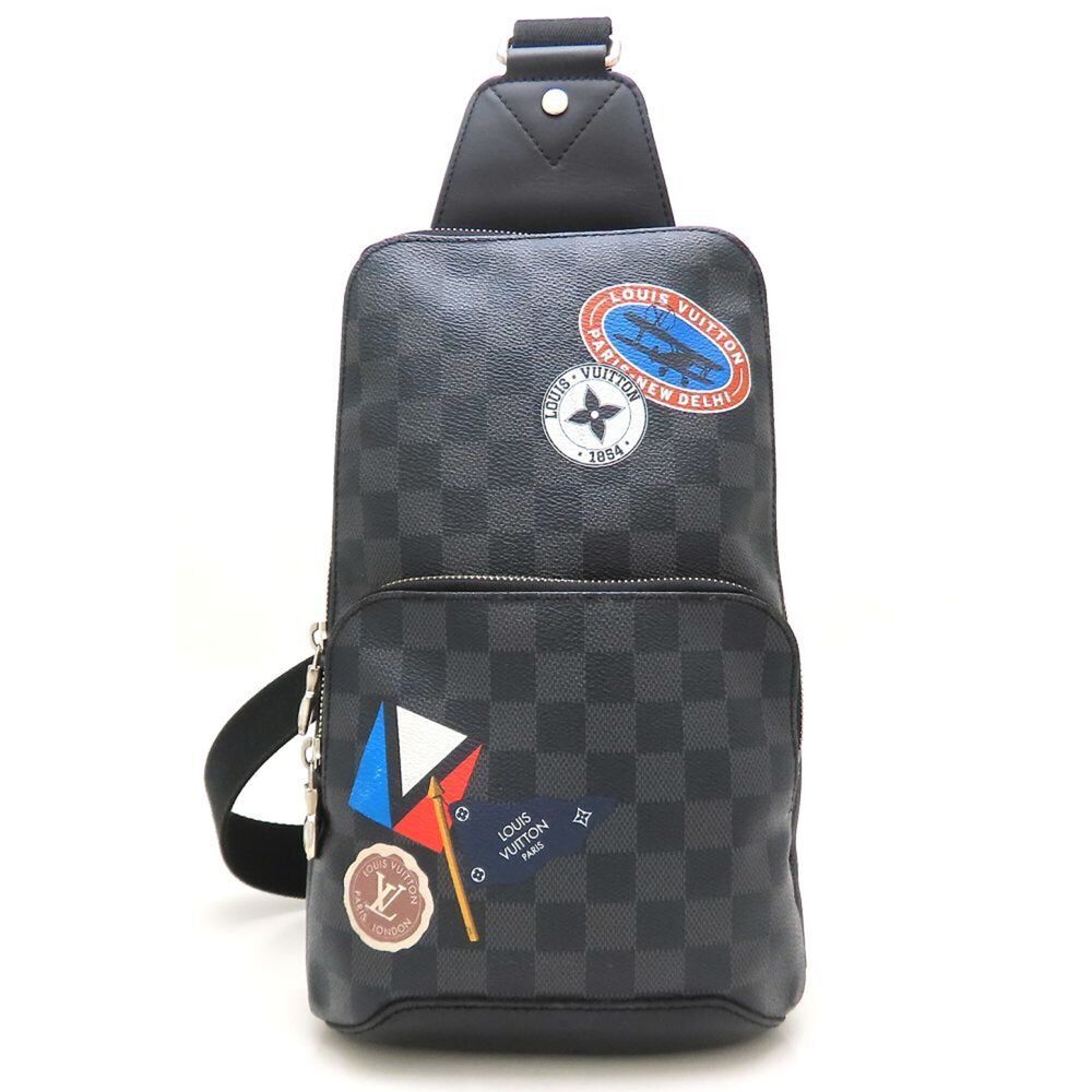 LOUIS VUITTON Damier Graphite Avenue Sling Bag N41056 Body Gray Black Men's 3...